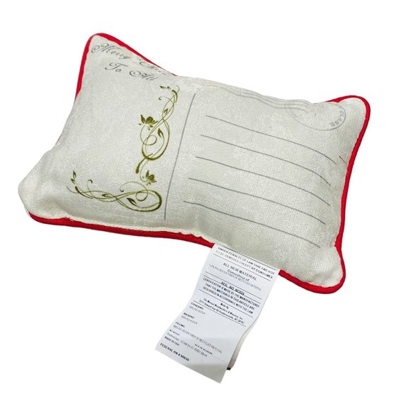 Merry Christmas Postcard Reversible Write On Personalize It Holiday Word Pillow - Picture 3 of 4